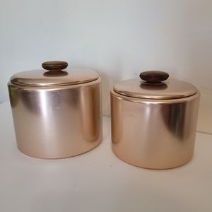 Vtg Rose Gold Mirro Kitchen Canisters